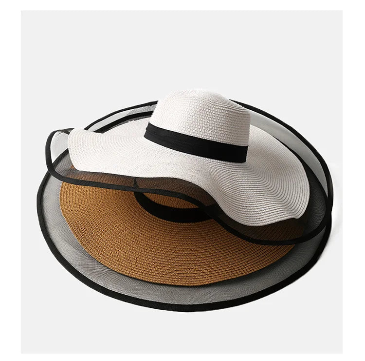 UV Protection Foldable Big Straw Hat Eaves Brim