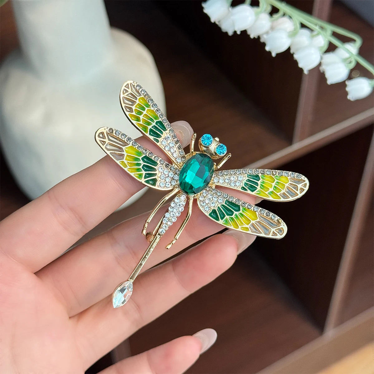 Rhinestone Dragonfly Brooches