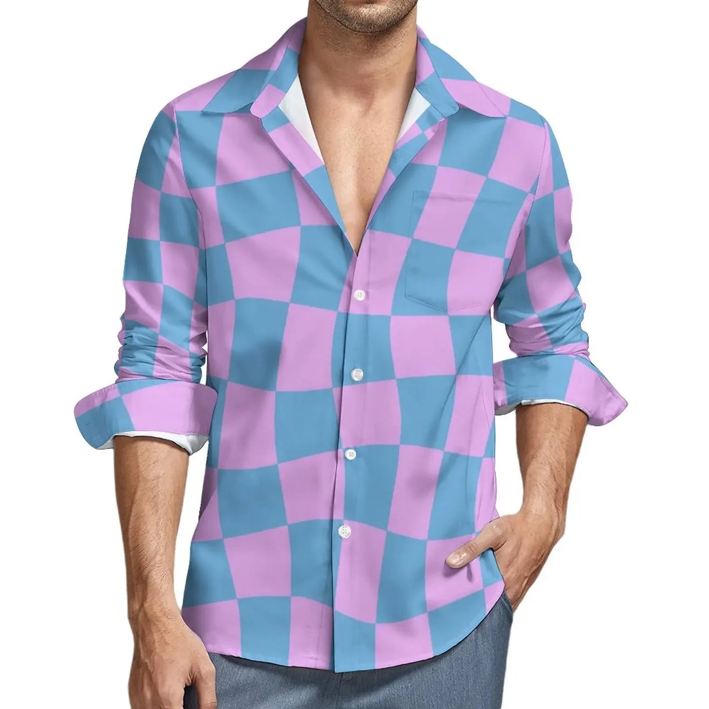 Retro 70s Print Casual Long Sleeve Shirts