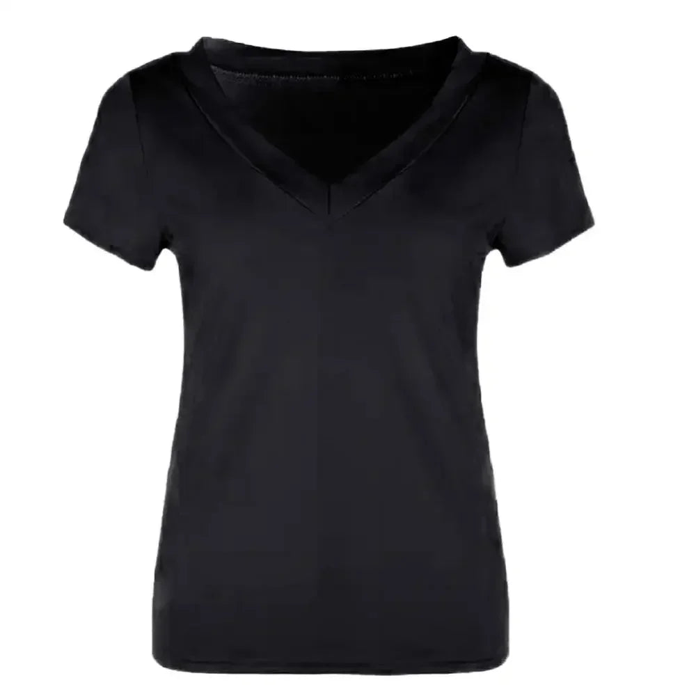 Slim Fit T-Shirt  Solid Color Short Sleeve