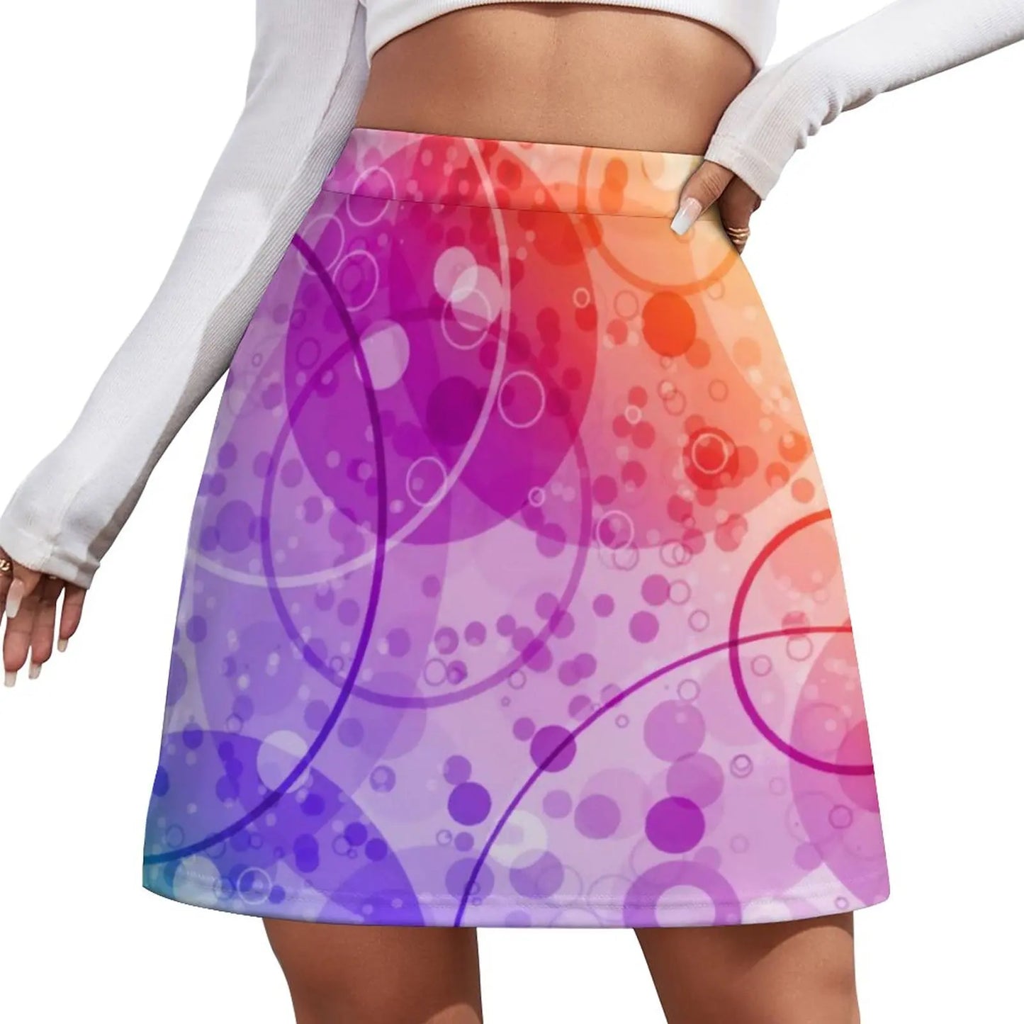 Retro 70s Circles Psychedelic Pattern Harajuku Casual Skirts