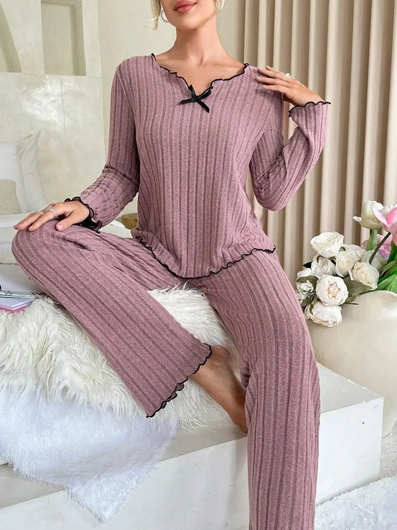 Long Sleeve Top and Pants Loungewear