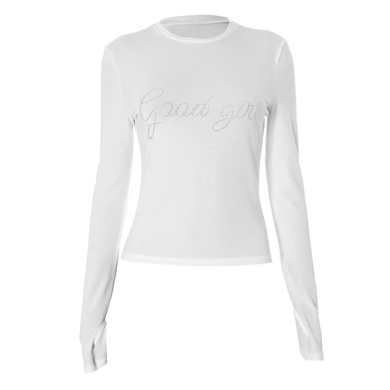 Round Neck Sports Finger Cuff Long Sleeve T-Shirt