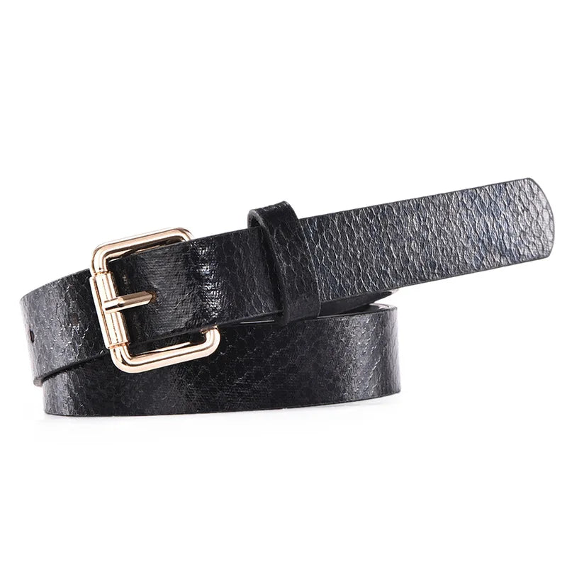 PU Leathe Print Slim Belt