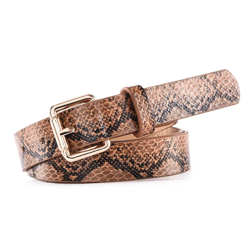 PU Leathe Print Slim Belt