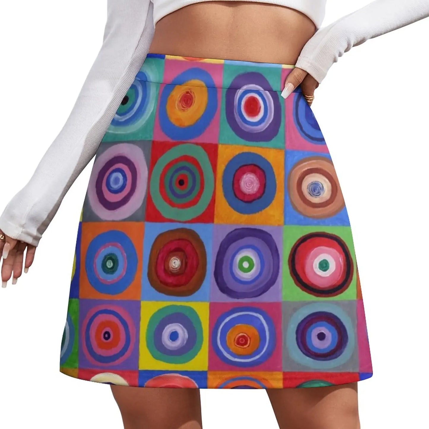 Retro 70s Circles Psychedelic Pattern Harajuku Casual Skirts