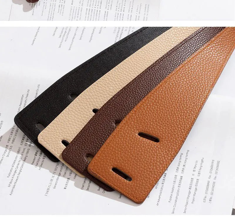 Perforated genuine leather slim belt waist strap and waist rope