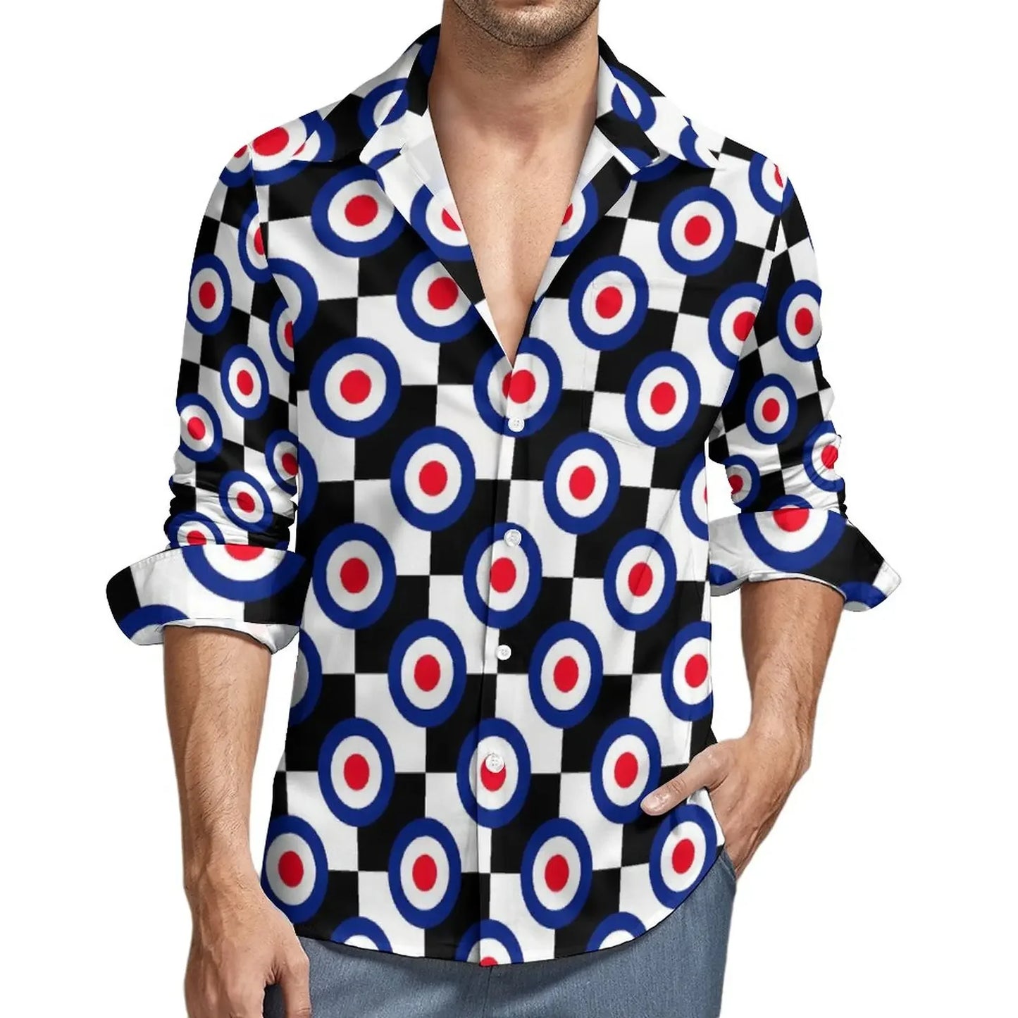 Retro 70s Print Casual Long Sleeve Shirts