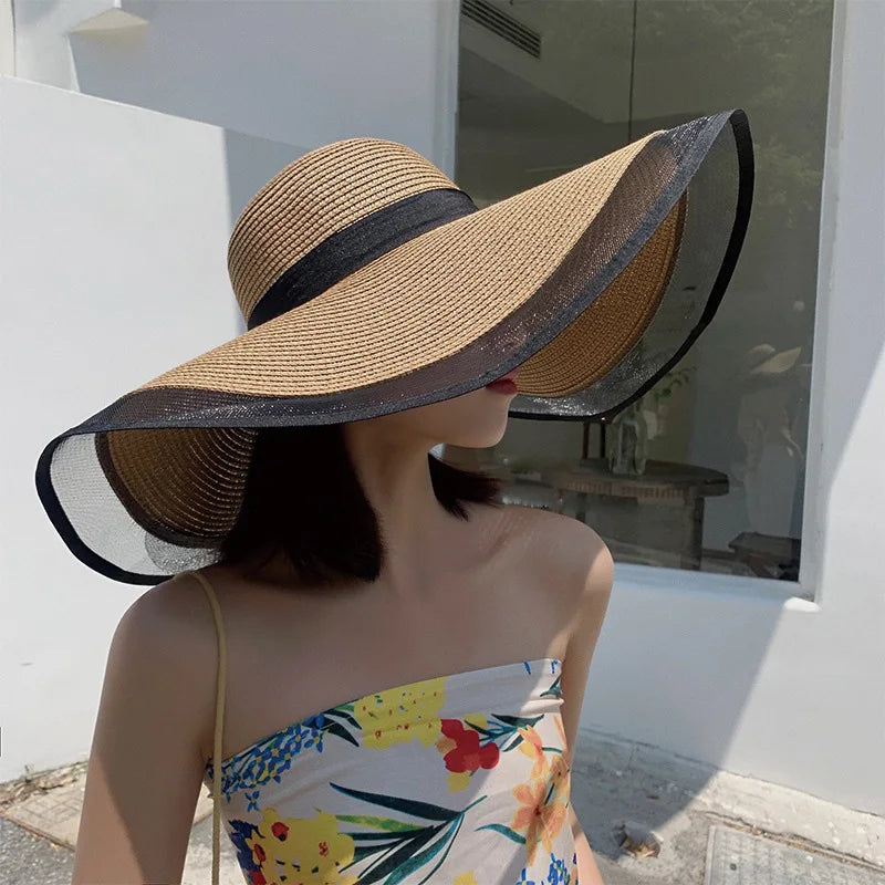UV Protection Foldable Big Straw Hat Eaves Brim