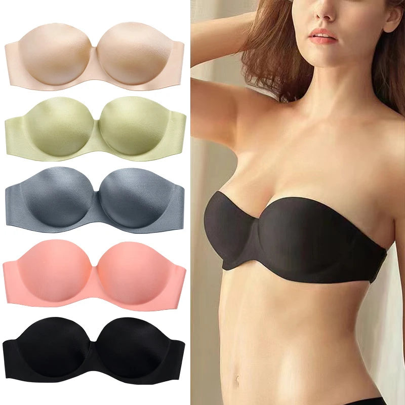 Invisible Bras Front Closure Push Up Bra Strapless Seamless