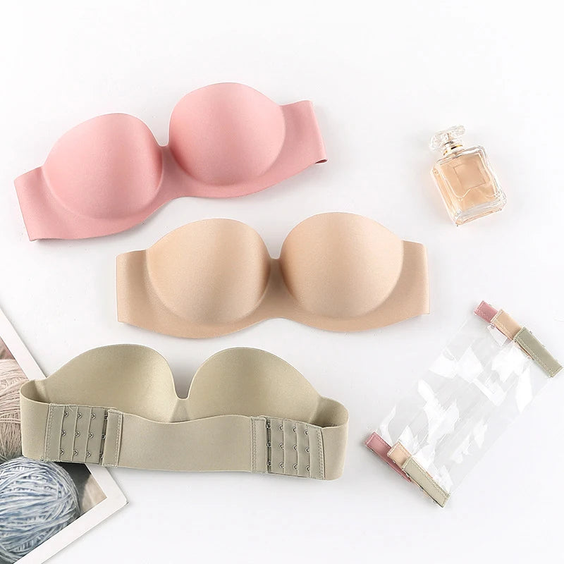 Invisible Bras Front Closure Push Up Bra Strapless Seamless