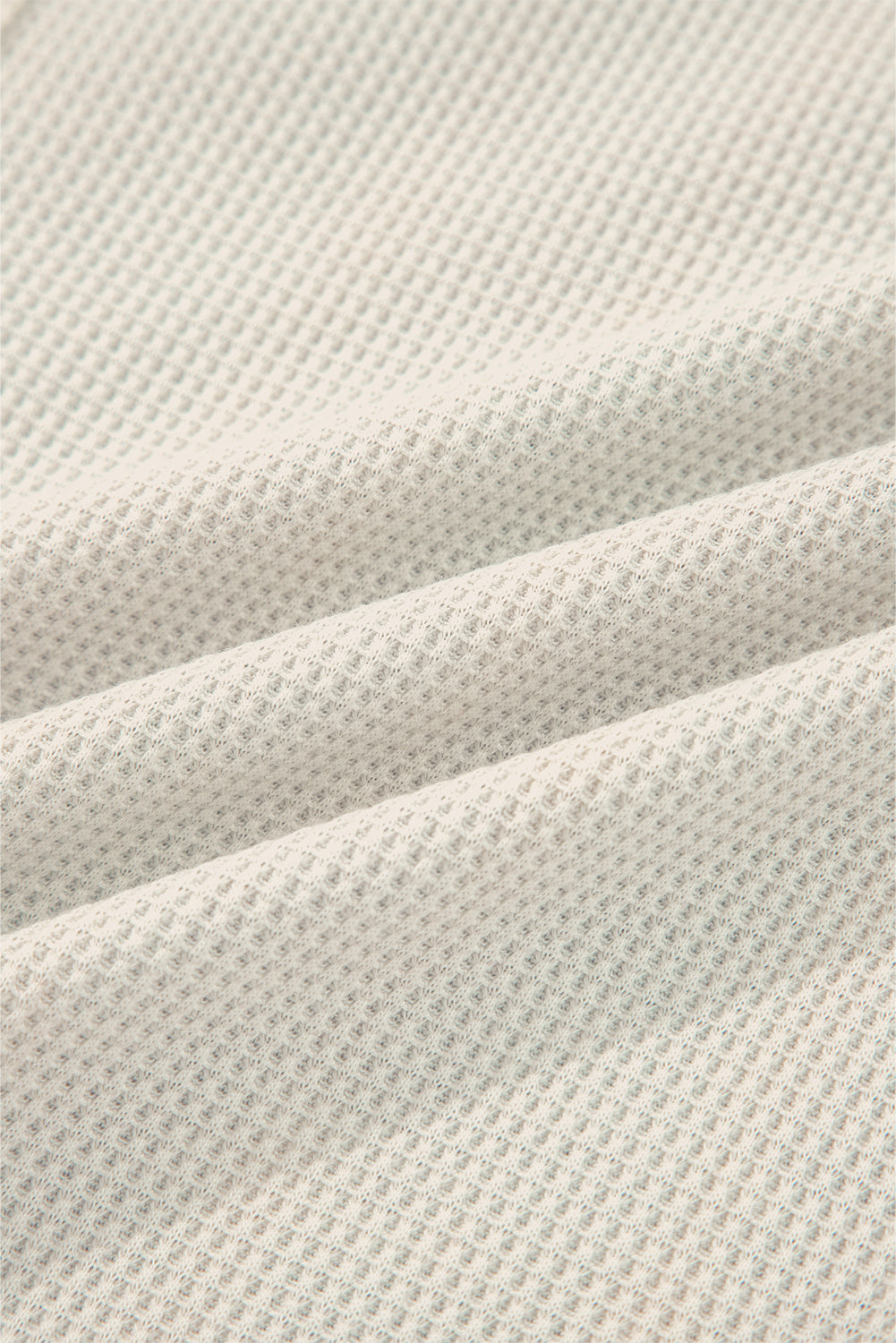 Straw Yellow Waffle Stripe Plaid Patchwork Henley Knit Top