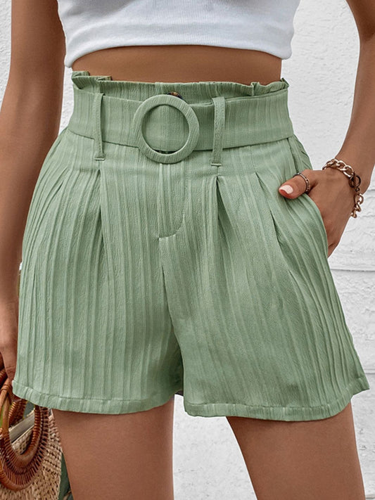 Perfee Belted Shorts with Pockets